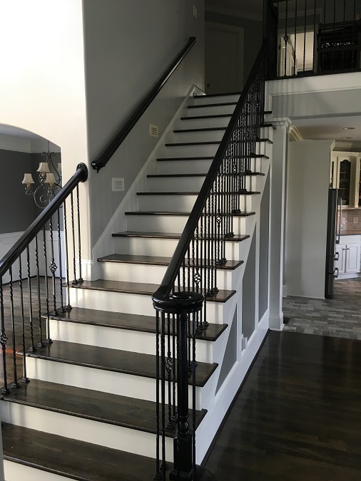 Hardwood Stairs with Iron Spindles